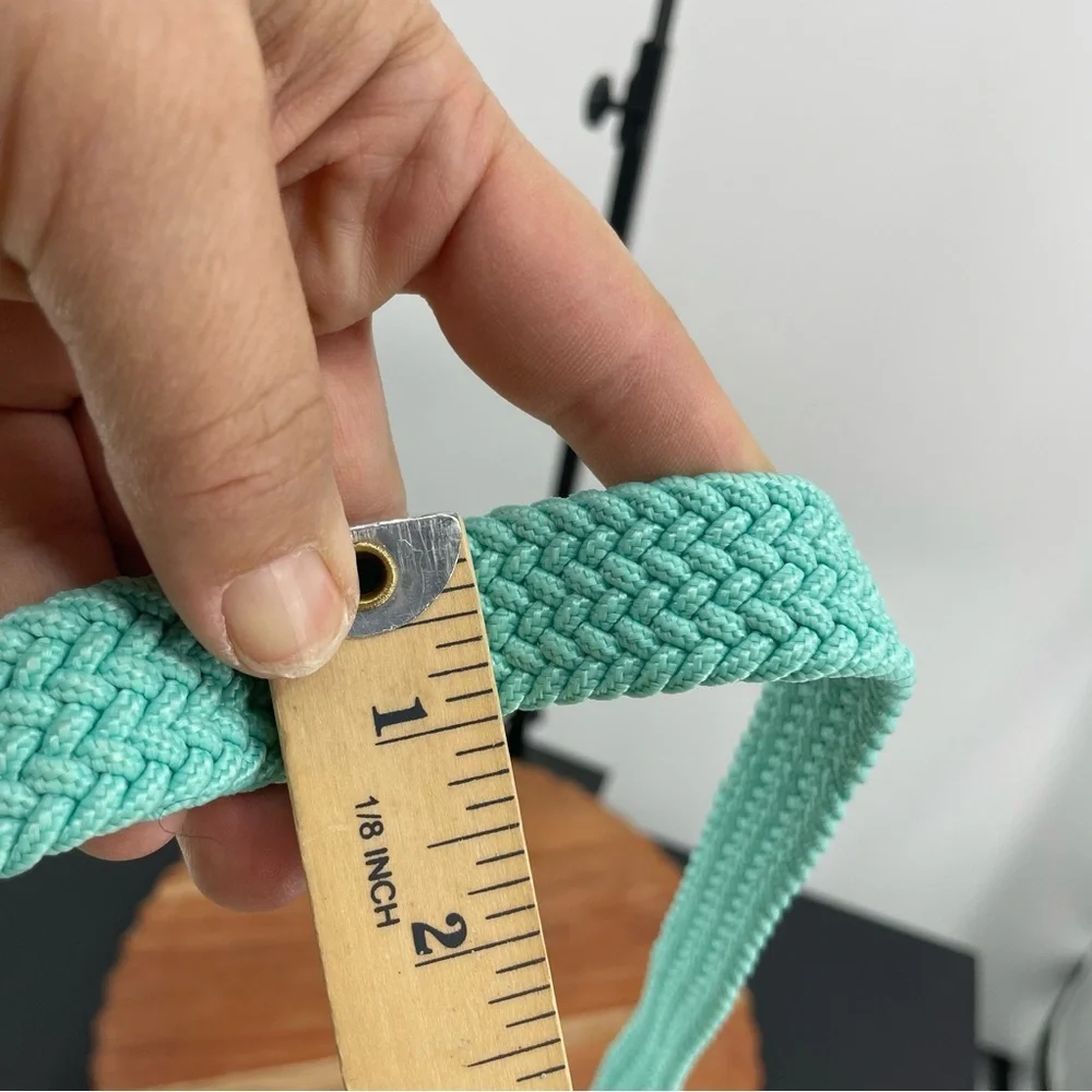 Green Woven Stretch Belt Mens Large Basic Golf Preppy Dress 1”‎ width